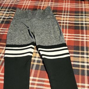 Bombshell Sportswear Gray and Black Leggings with Stripes